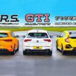Дрэг-гонка: VW Golf GTI против Renault Megane R.S. и Honda Civic Type R